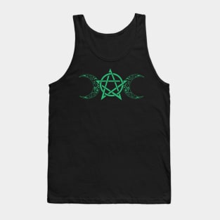 Pentacle and Moon in Green Tank Top